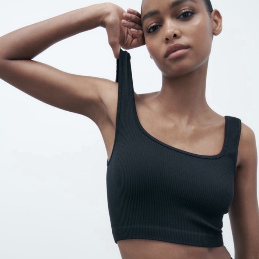 Zara Limitless Contour Collection black ribbed crop top